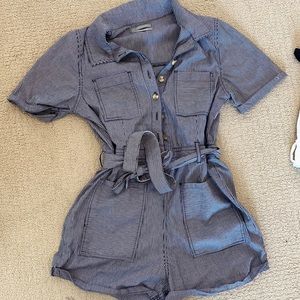 Striped cloth romper